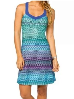 Prana Shauna Racerback Geometric Halter Dress Size Medium